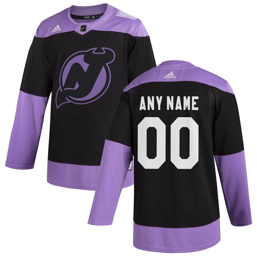 Men New Jersey Devils adidas Black Hockey Fights Cancer Custom Practice NHL Jersey